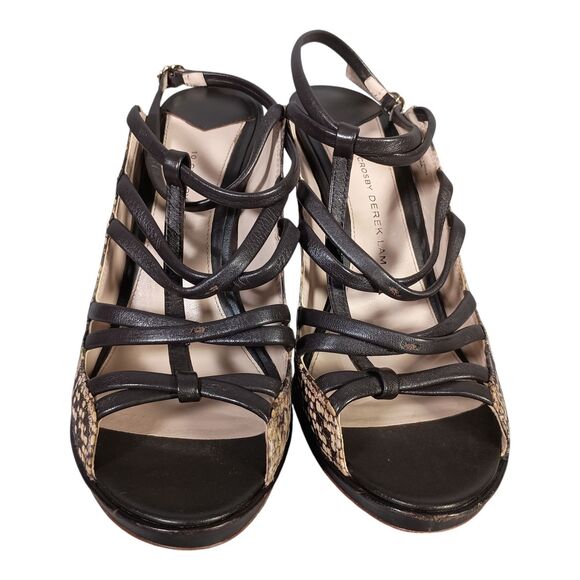 10 Crosby Derek Lam Pumps Shoes Heels Strappy Animal Pring Open Toe Womens 10 - Picture 3 of 10